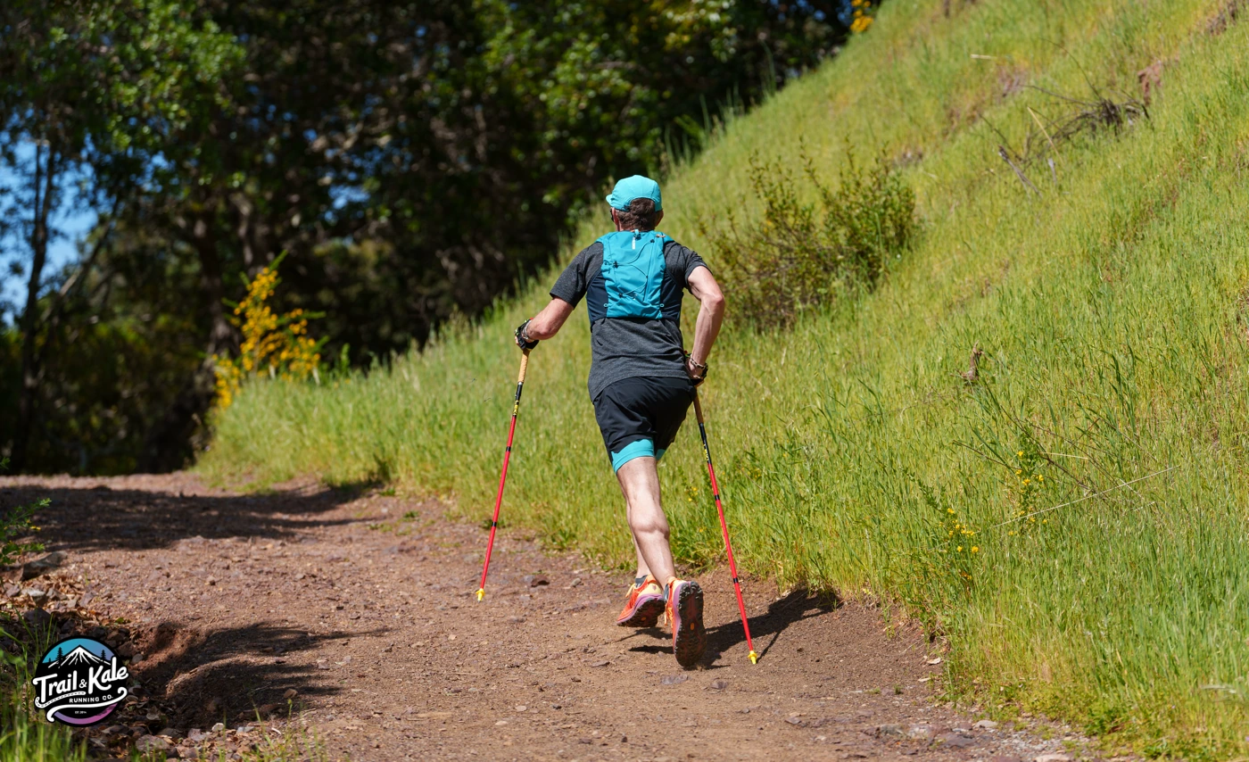 Alastair using his LEKI Ultratrail FX.One poles during a hill training session
