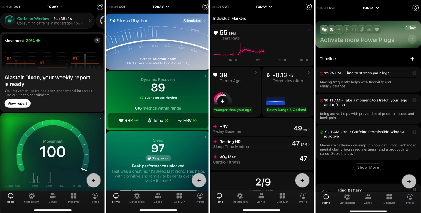 The Ultrahuman app screenshots