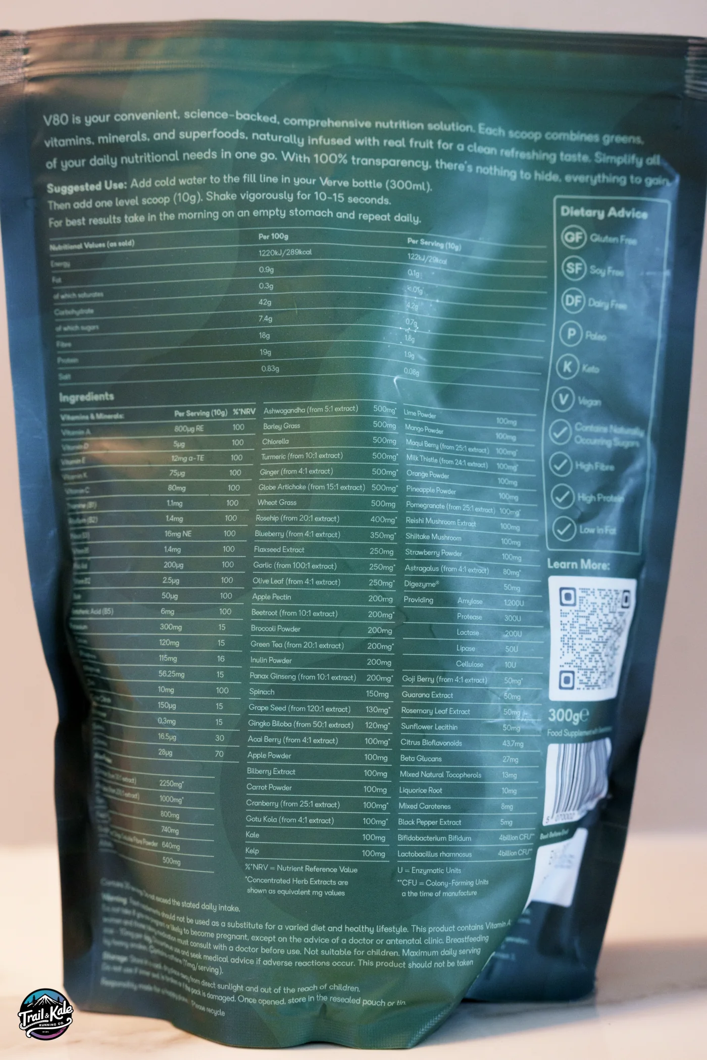 Visit this page of Verve's website for a more easily readable list of the ingredients in Verve V80