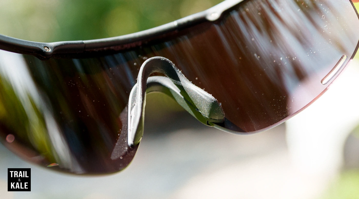 A close-up of the soft rubber nose bridge on the Vinco Sola frames.