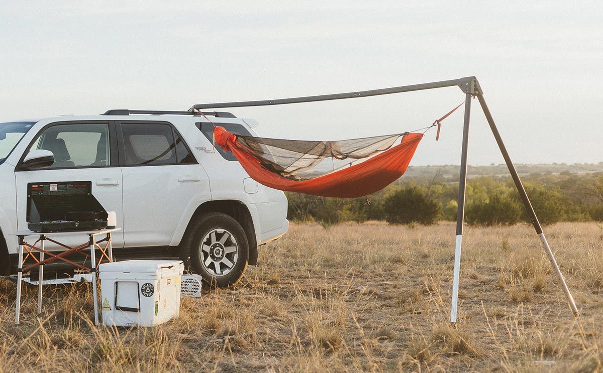 Kammok Outpost hammock stand Featured on Trail and Kale