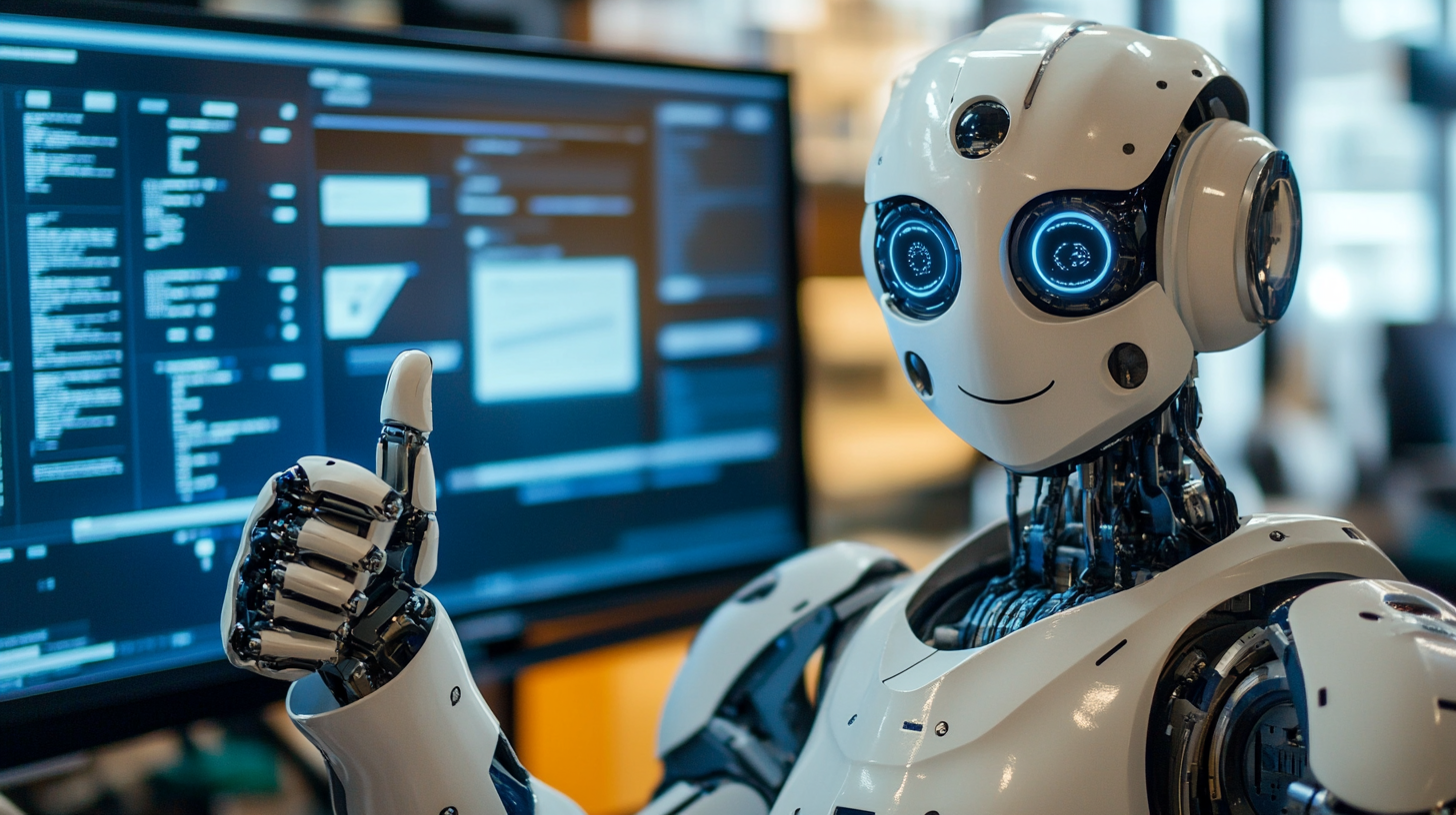 Robot giving the camera a thumbs up sign