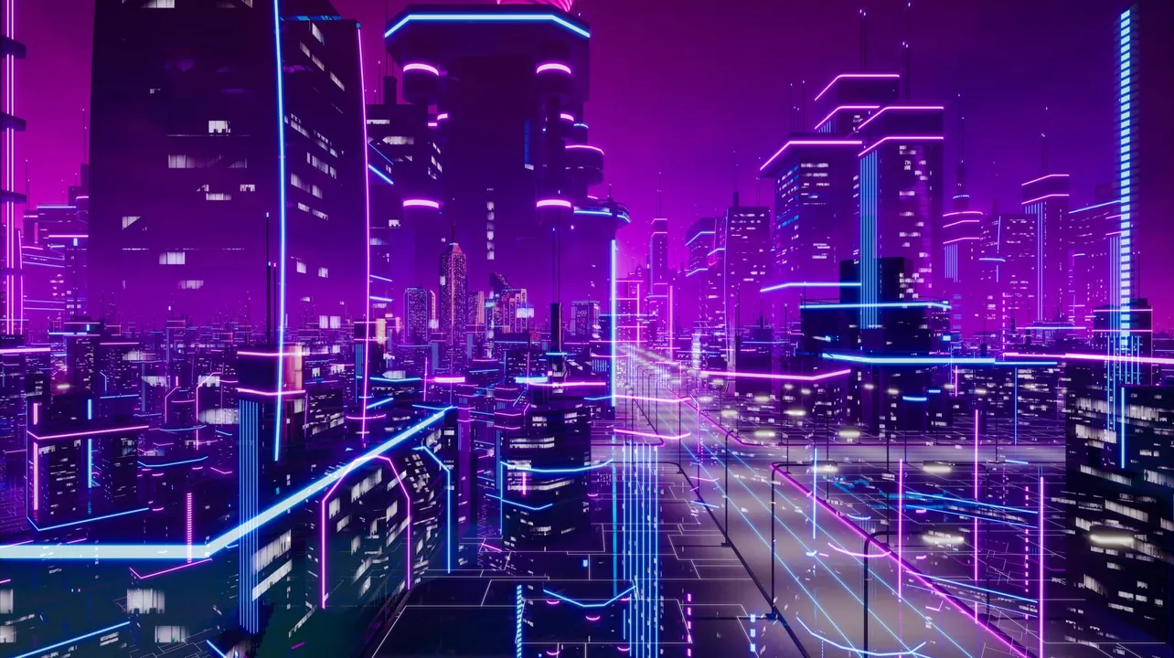 Futuristic neon cityscape representing the evolving future of work and AI-driven transformation.