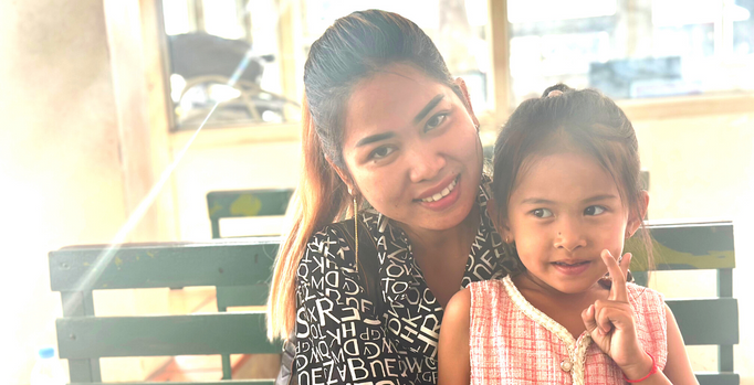Photo of Vanniza with her mother at our medical partner centre in Cambodia