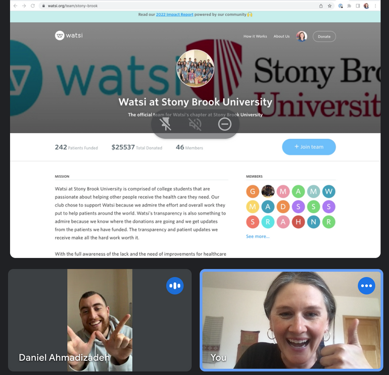 Screenshot of Mackinnon and Daniel on a conference call 