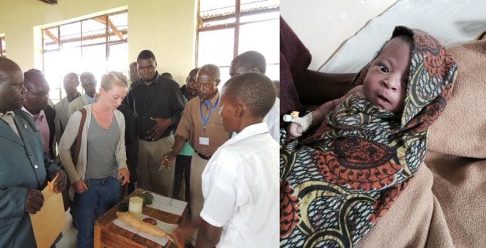 Carlyn (nee Kerney) Welch (LEFT) in Tanzania visiting our medical partner Arusha Lutheran Medical Center (ALMC) and their rehabilitation center, the Plaster House where she met Joseph (RIGHT), whose treatment was supported by Carlyn's brother Joshua!