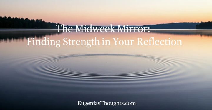A calm lake at sunrise with soft ripples spreading outward, symbolizing midweek reflection, hidden strength, and the clarity to recalibrate the week ahead.