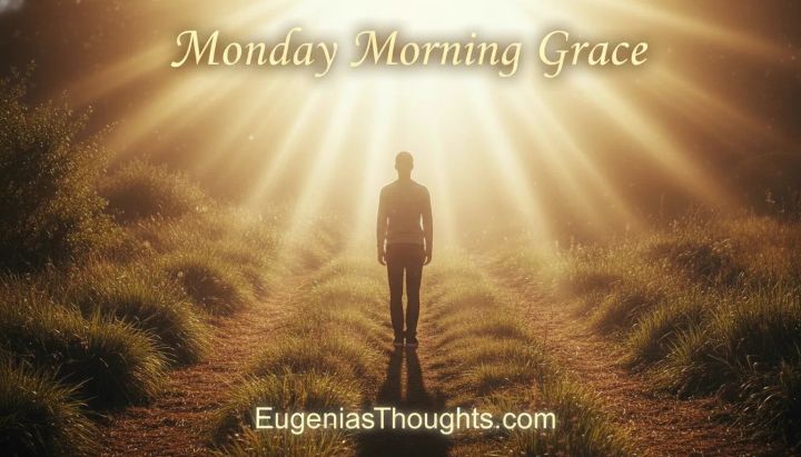 Person walking path of divine light representing self-discovery and knowing yourself before leading - Monday Morning Grace spiritual reflection by EugeniasThoughts