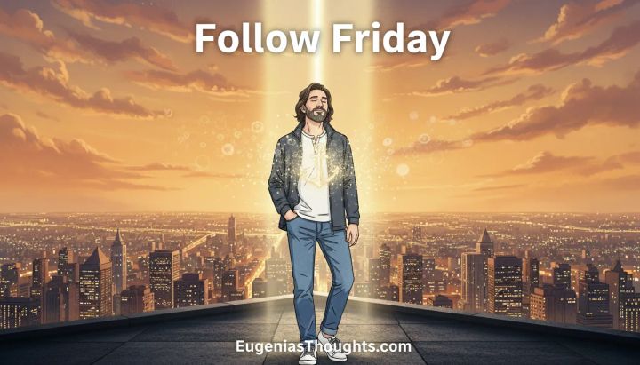 Man on rooftop at sunset above glowing city, light beam from heaven and golden anchor shining on his chest, symbolizing being spiritually anchored while life moves below.