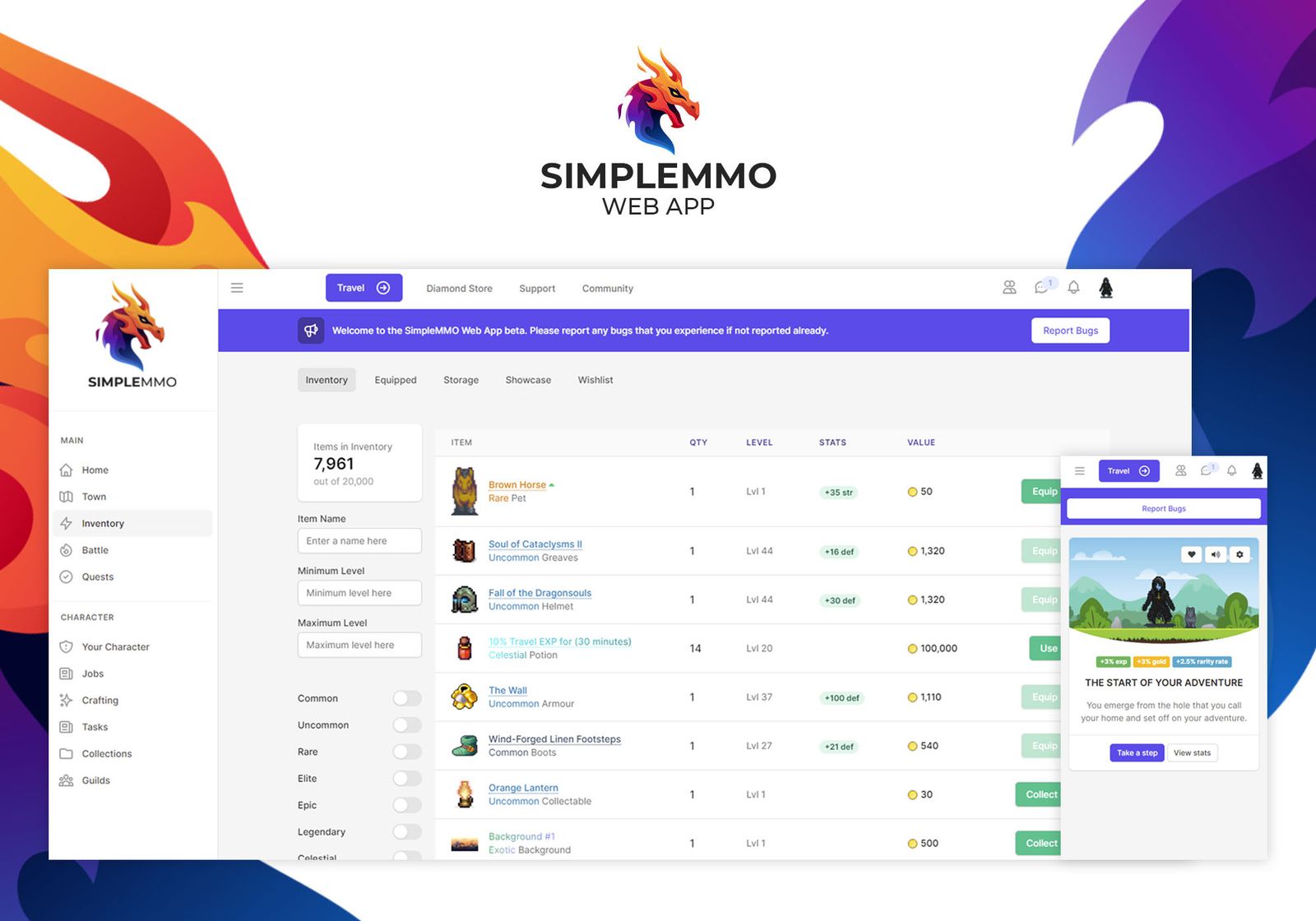 The brand-new SimpleMMO Web App is available to all players