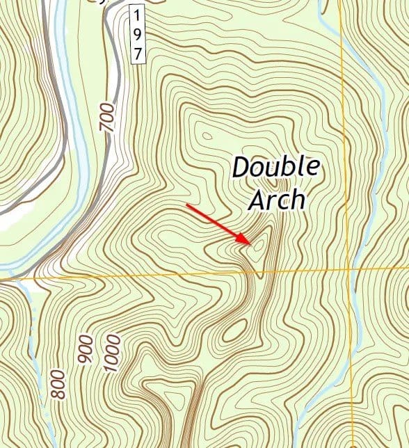 An example of the peak of a hill in the Double Arch region of Red River Gorge.