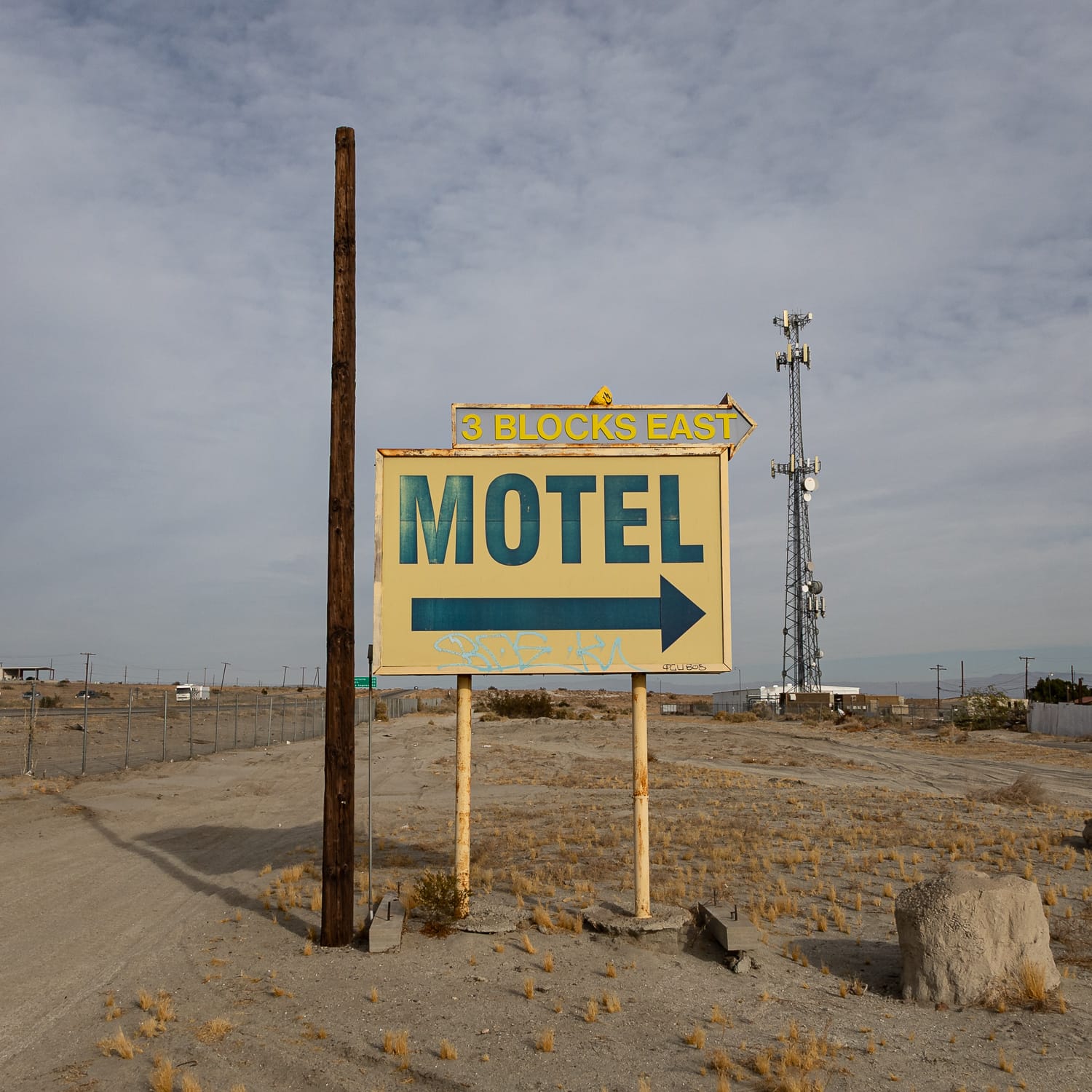 An old motel sign in the Salton Sea, California.