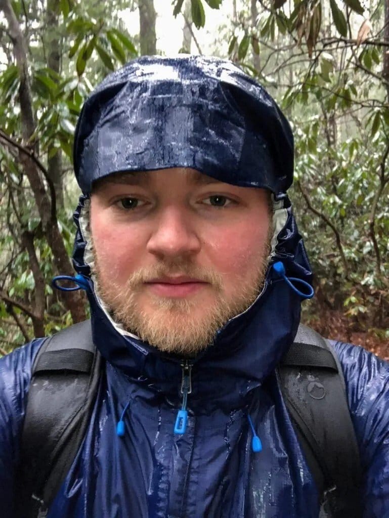 A shameless selfie I took at about mile 7 of a 17-mile hike. It had been pouring rain the entire time but, since I had the right gear, it was a pretty fun experience!