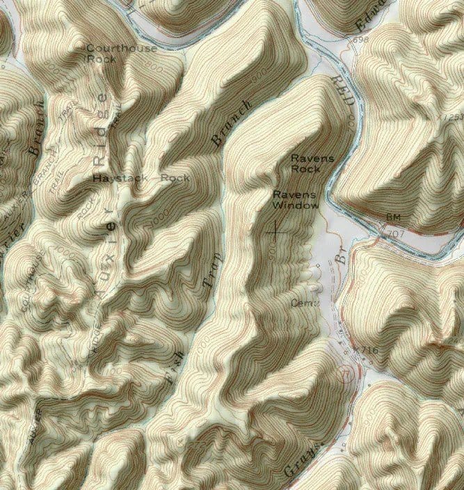 An example of a relief map. Notice how the shading gives a 3-D look that allows you to better visualize the contours of the landscape.