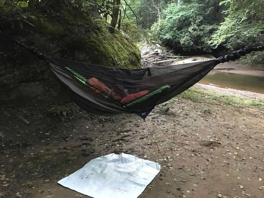 My hammock setup along Swift Camp Creek in the Red River Gorge.