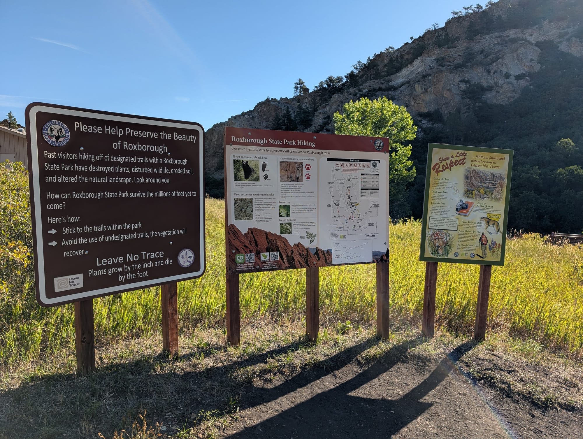 The Willow Creek Trailhead in Roxborough State Park, Colorado.