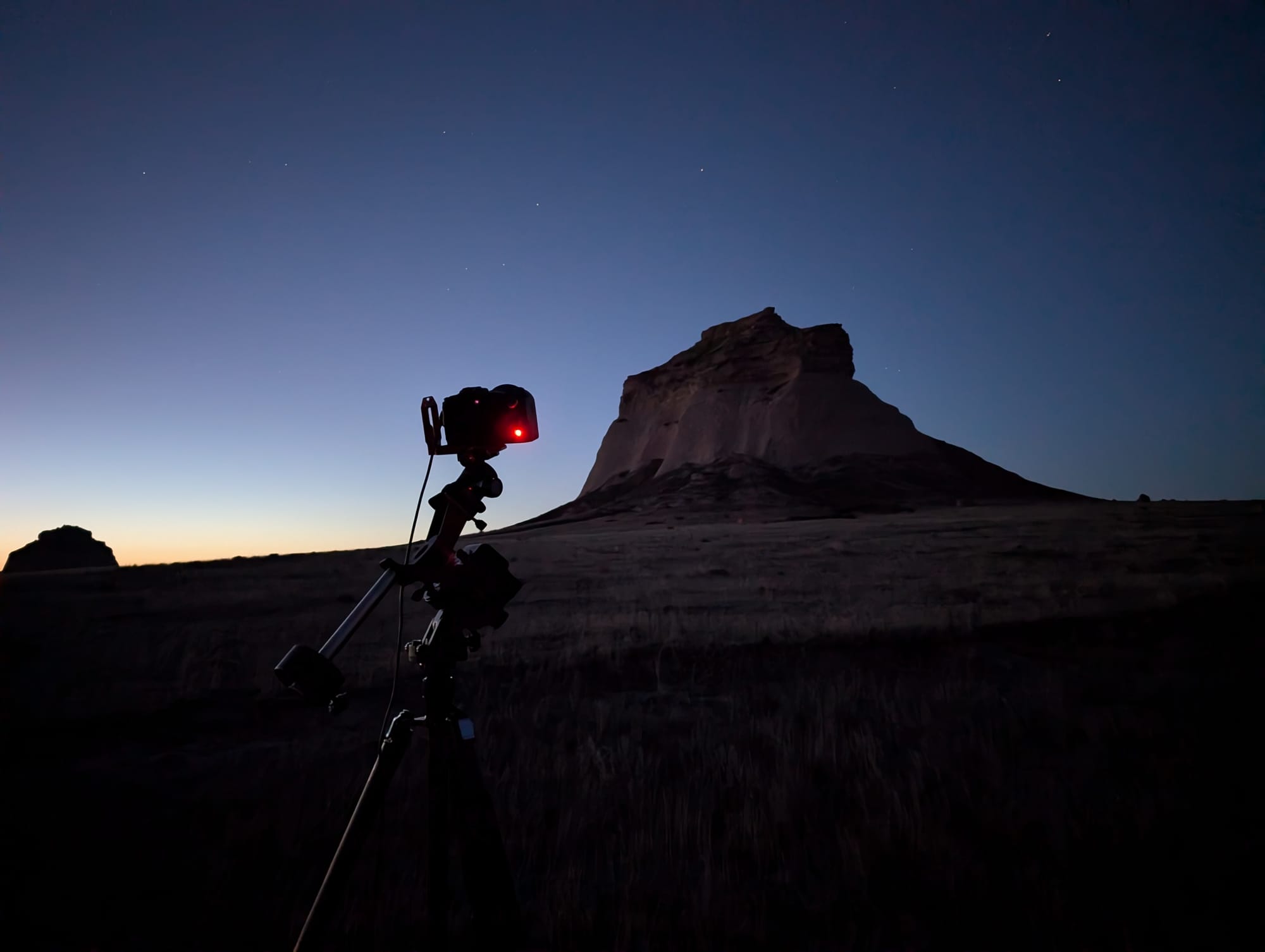 My star tracker setup after the sun began to rise.