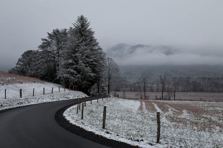 A snowy day in Cades Cove - Great Smoky Mountains National Park, Tennessee.
