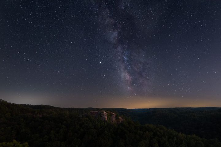 A late fall Milky Way over Halfmoon Rock - Red River Gorge, Kentucky.