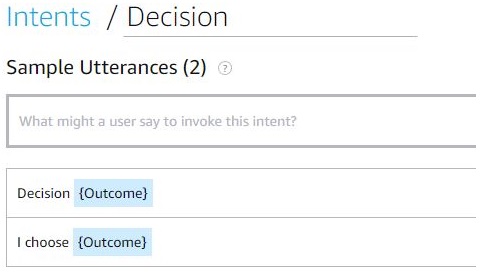 Alexa intent with slot