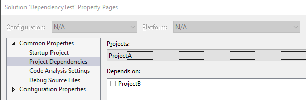 Setting up a build dependency between two projects in visual studio
