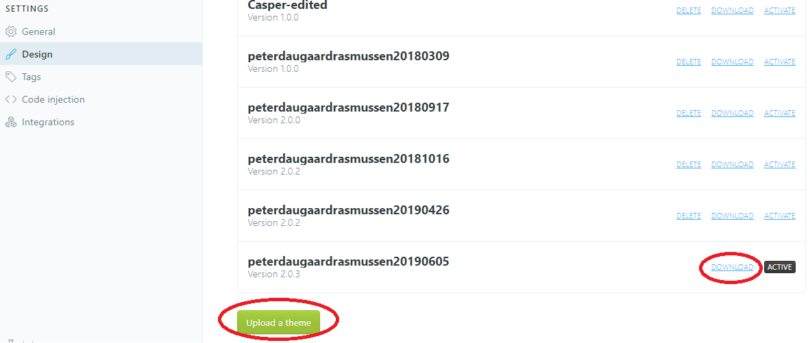 Download and upload Ghost Blog Pro theme