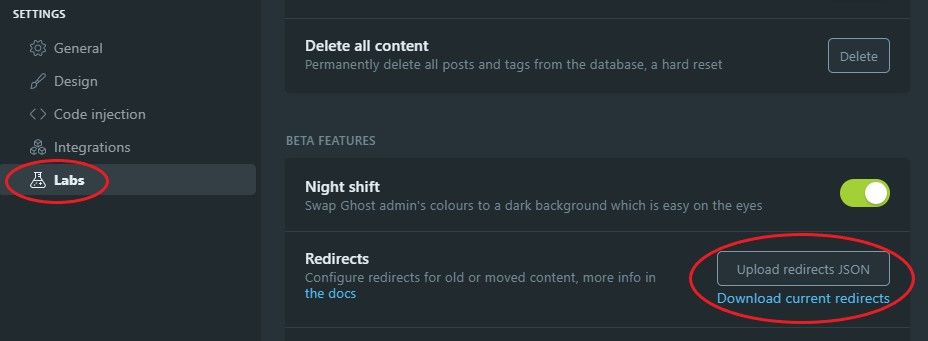 Ghost-blog-redirect-file-location