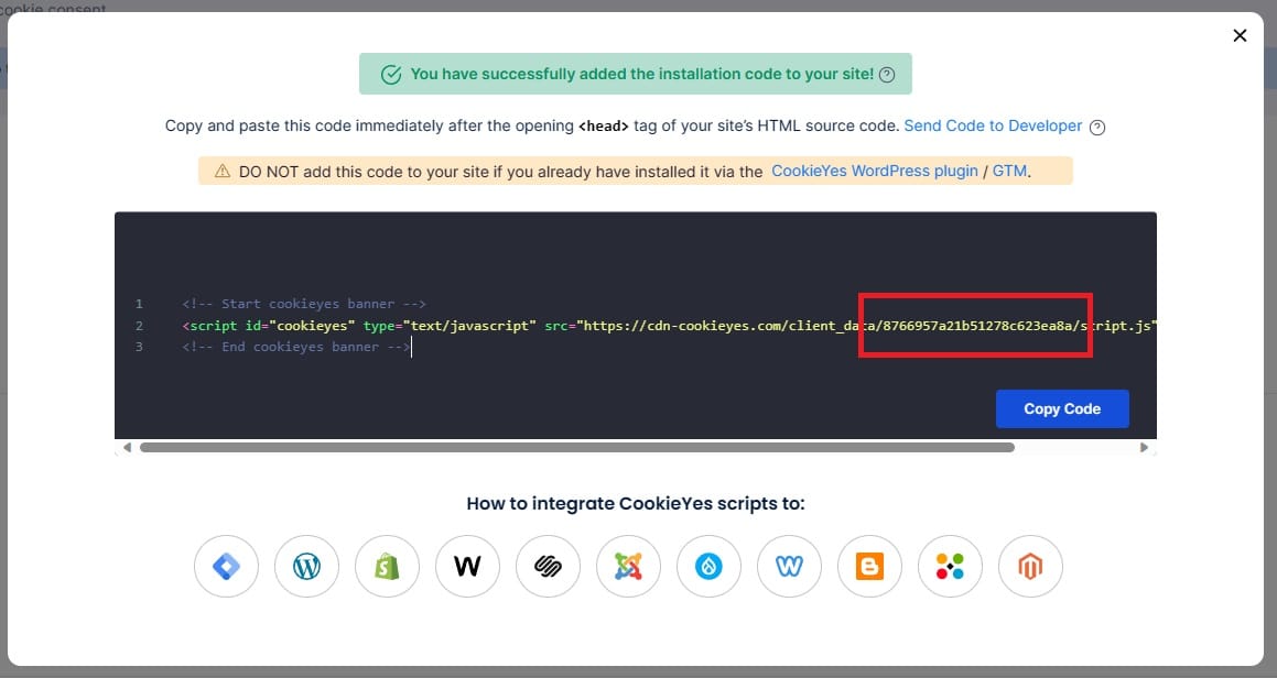 finding the cookie yes website key