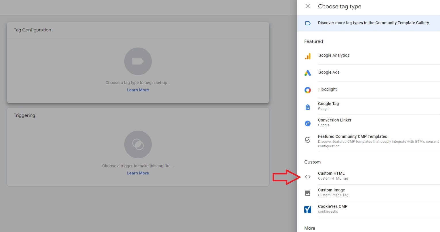 google tag manager custom html tag