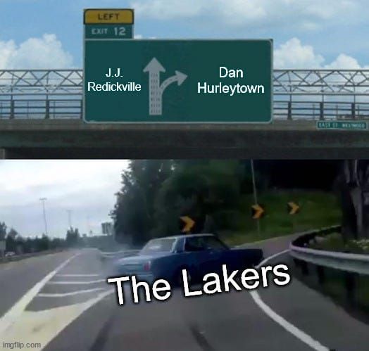Well, *that's* a swerve from the Lakers