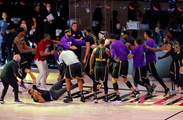 Anthony Davis arrives, even though he's been here all along