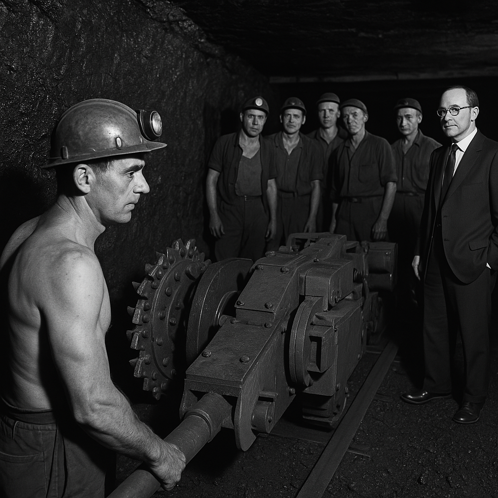 AI-generated image depicting the socio-industrial backdrop that inspired early sociotechnical theory—reminding us that human and technical systems evolve together.