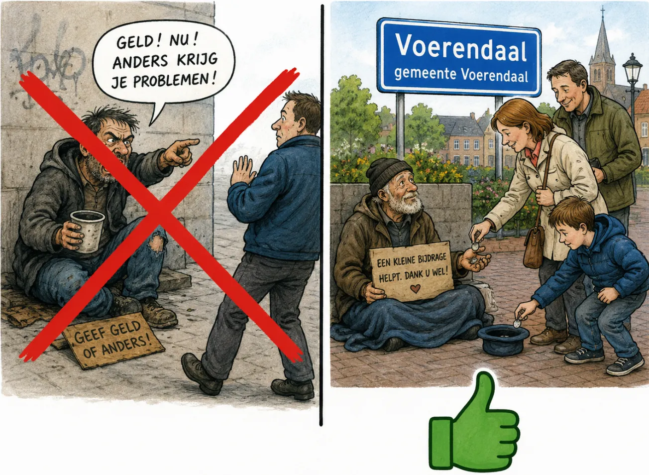 Bedelen mag binnenkort, maar agressief bedelen niet