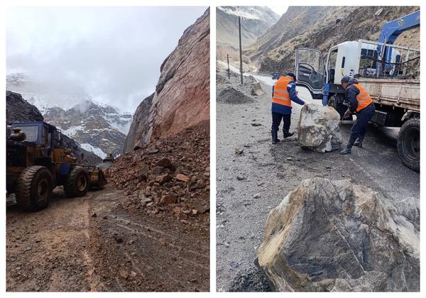 Арал–Казарман автожолунда кулаган таштарды тазалоо иштери уланууда