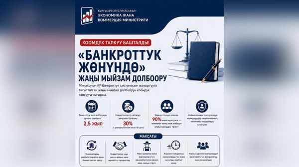 “Банкроттук жөнүндө” жаңы мыйзам коомдук талкууга коюлду