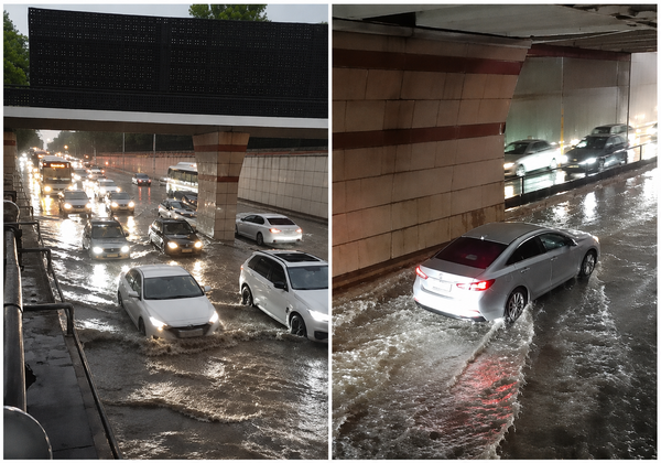Бишкектеги Ч.Айтматов проспектисиндеги көпүрөнү суу каптады