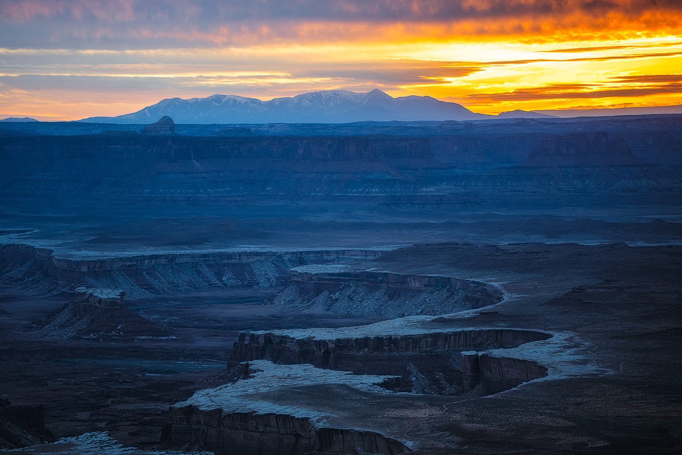 Blue hour after sunset at Candlestick Tower Viewpoint in Canyonlands National Park. © Roaming the Southwest