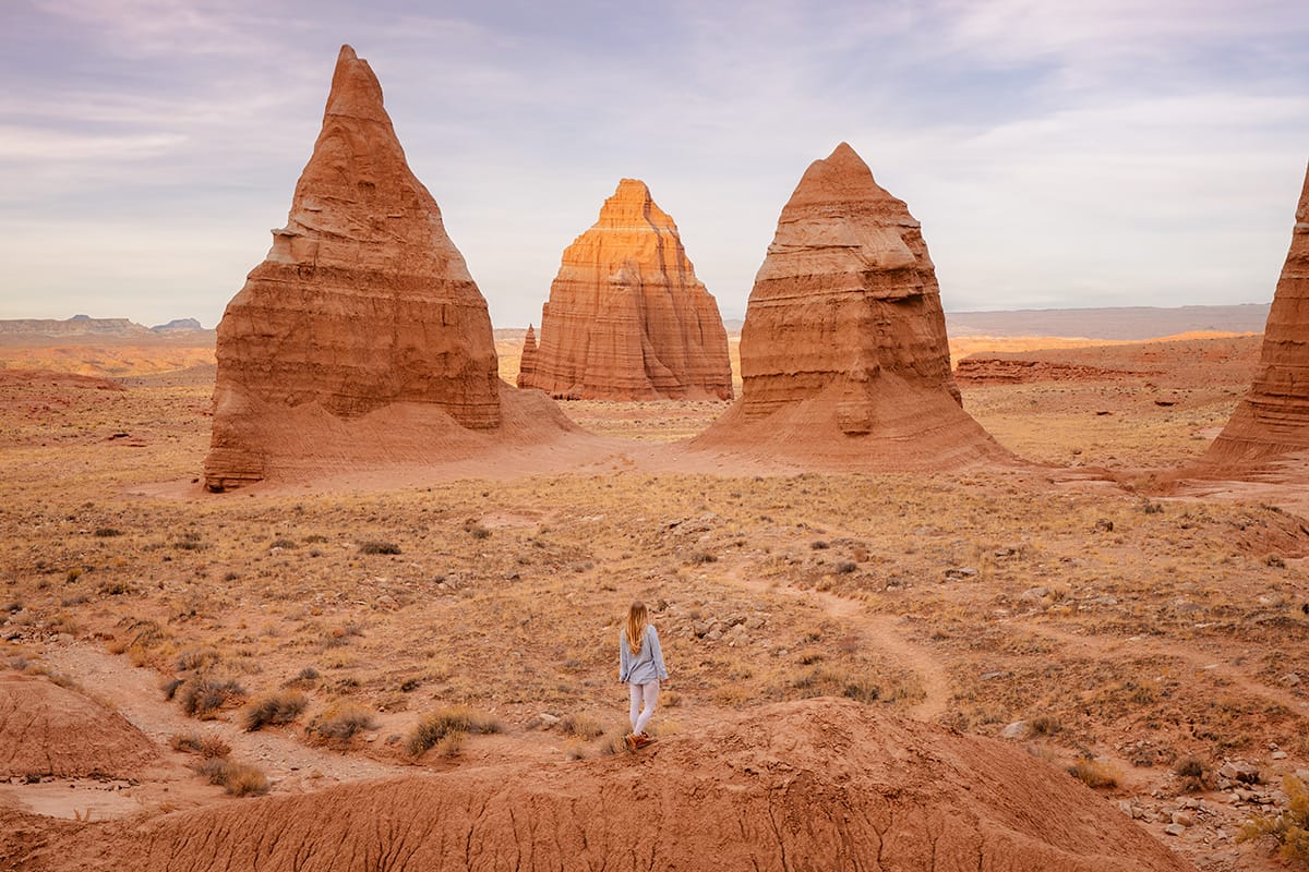 Overlooking the monoliths in Cathedral Valley, Capitol Reef National Park. © Roaming the Southwest