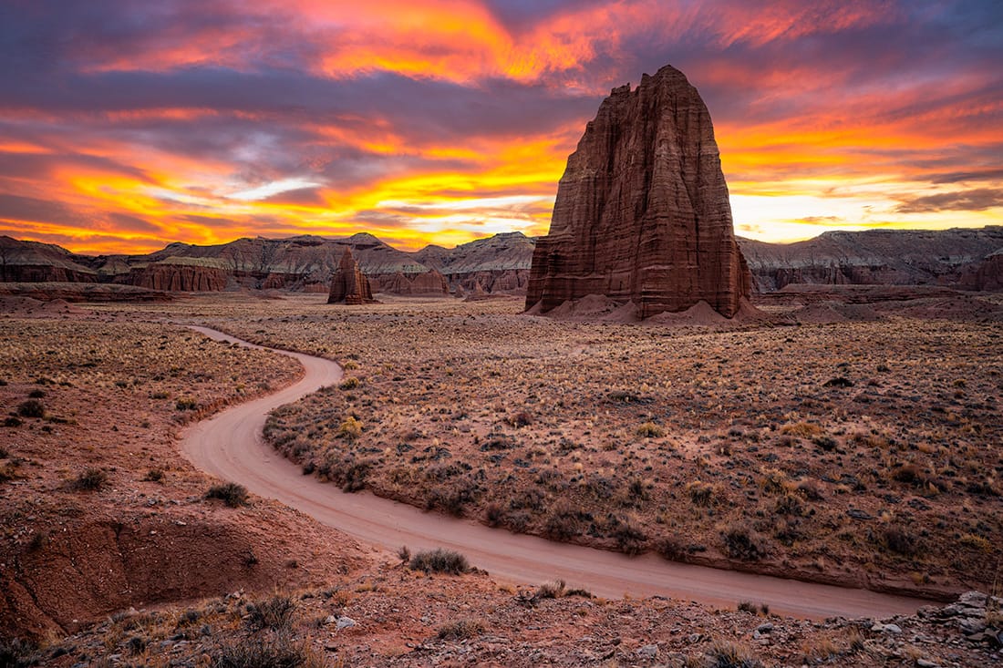 Cathedral Valley at sunset in Capitol Reef National Park, Utah