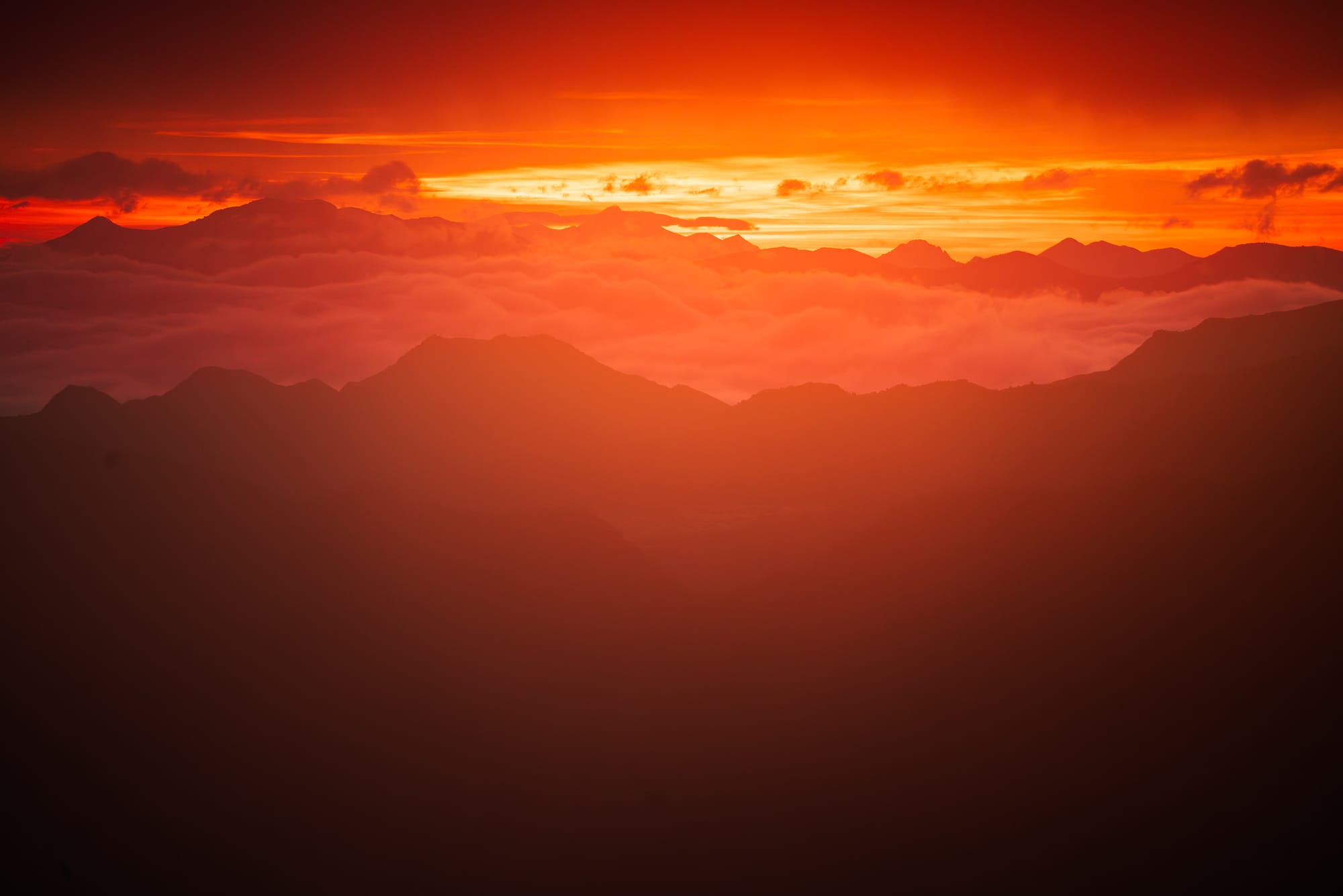 Fiery sunrise from Massai Point in Chiricahua National Park. The fog and moisture in the air scattered the morning light, creating some of the most incredible colors. © Roaming the Southwest