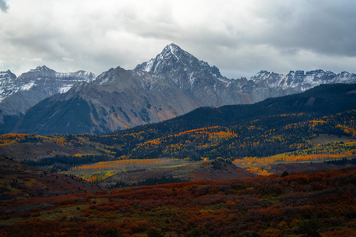 Close-up of Mt. Sneffels taken from Dallas Divide between Telluride and Ridgway, Colorado