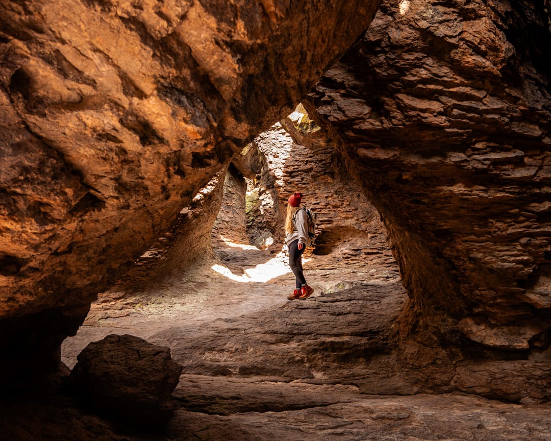 Inside the Grottoes along Echo Canyon Trail in Chiricahua National Park. © Roaming the Southwest