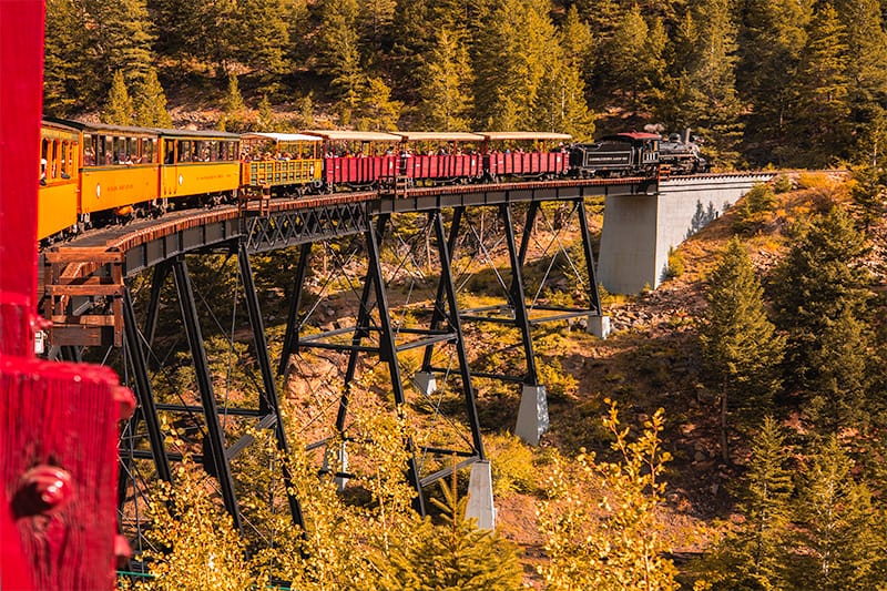 Georgetown Loop Railroad crossing the High Bridge in Georgetown, Colorado