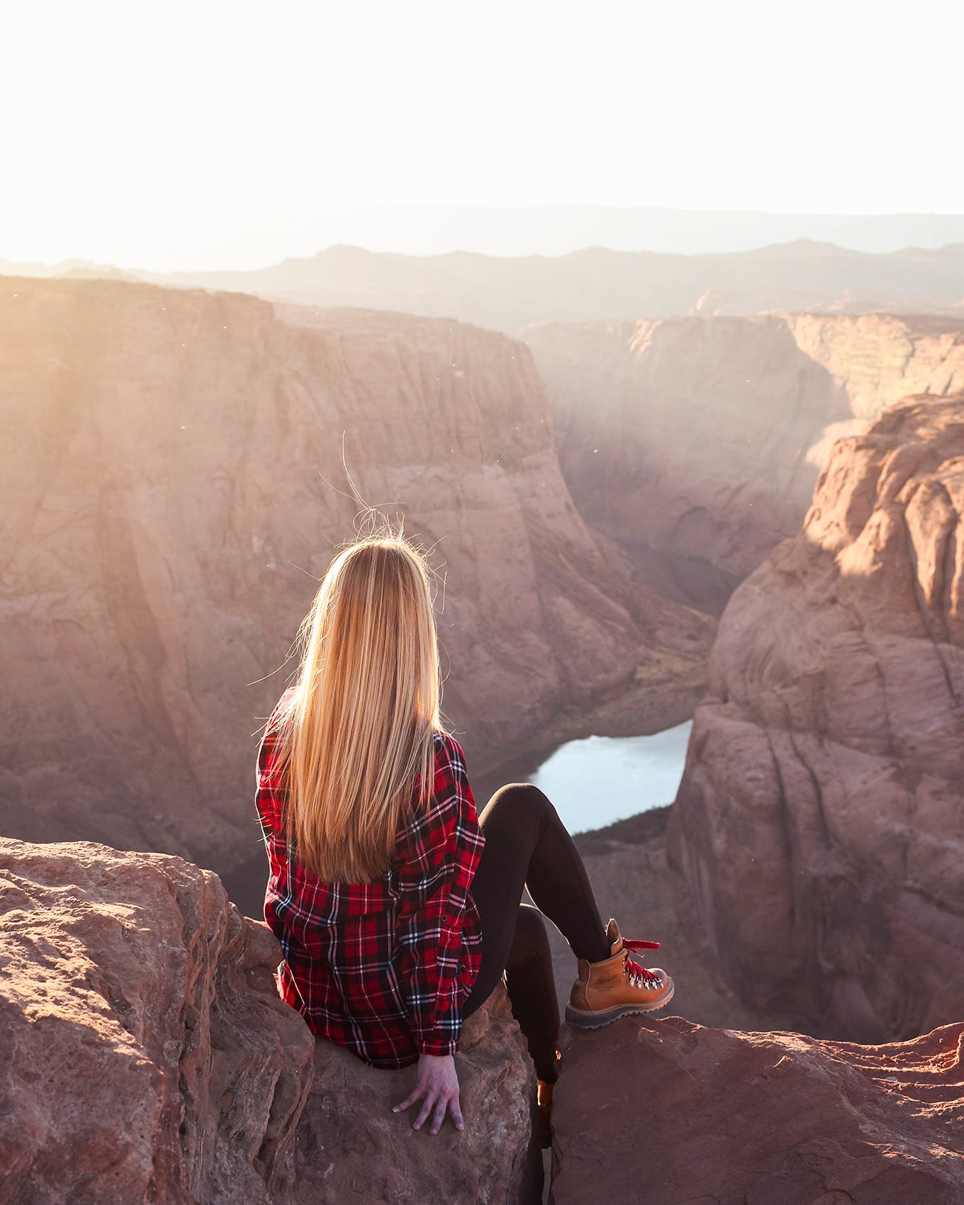 Horseshoe Bend during Golden Hour before sunset near Page, Arizona. Photo shot at 35mm.