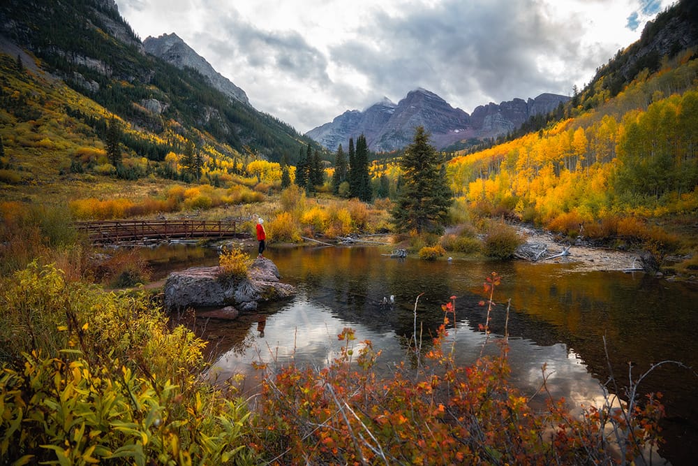 The Maroon Bells near Aspen, Colorado are one of the most photographed landscapes in Colorado for a reason. Visiting during fall colors should be on everyone's Colorado Fall Bucket list.