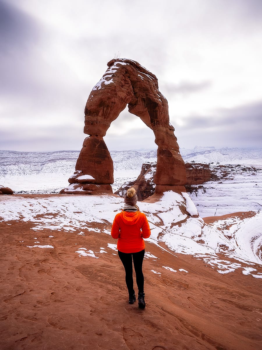 Winter in Arches National Park will forever be my favorite. Delicate Arch with a blanket of snow. © Roaming the Southwest