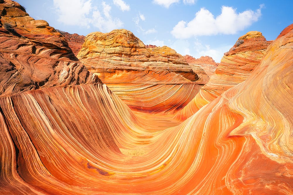 Colorful sandstone formations at The Wave in Coyote Buttes North, Arizona