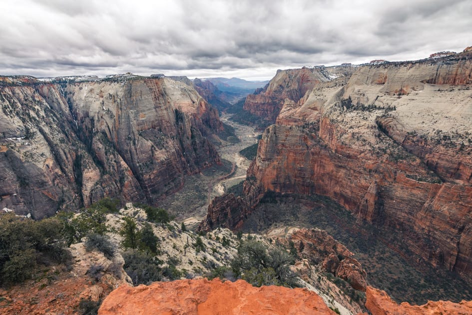 Moody Day overlooking Zion Canyon from Observation Point in Zion National Park. © Roaming the Southwest