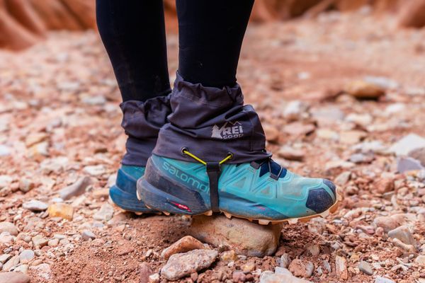 My Salomon Speedcross GTX trail runners paired with my old REI Flash Gaiters, which have since been retired. © Roaming the Southwest