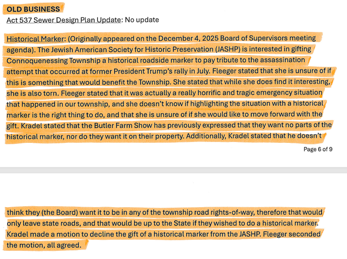 Highlighted board minutes -- same copy as above the photo